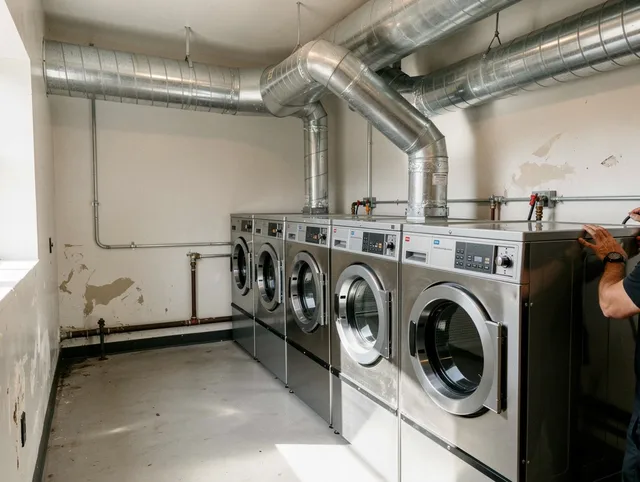 Eastlake Dryer Vent Cleaning team performing large-scale commercial dryer vent cleaning in Eastlake