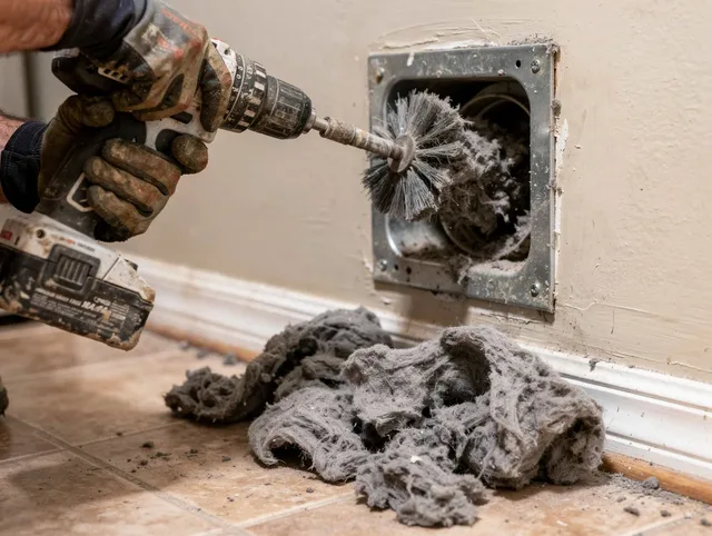 Certified Eastlake Dryer Vent Cleaning technician performing dryer vent cleaning in Eastlake